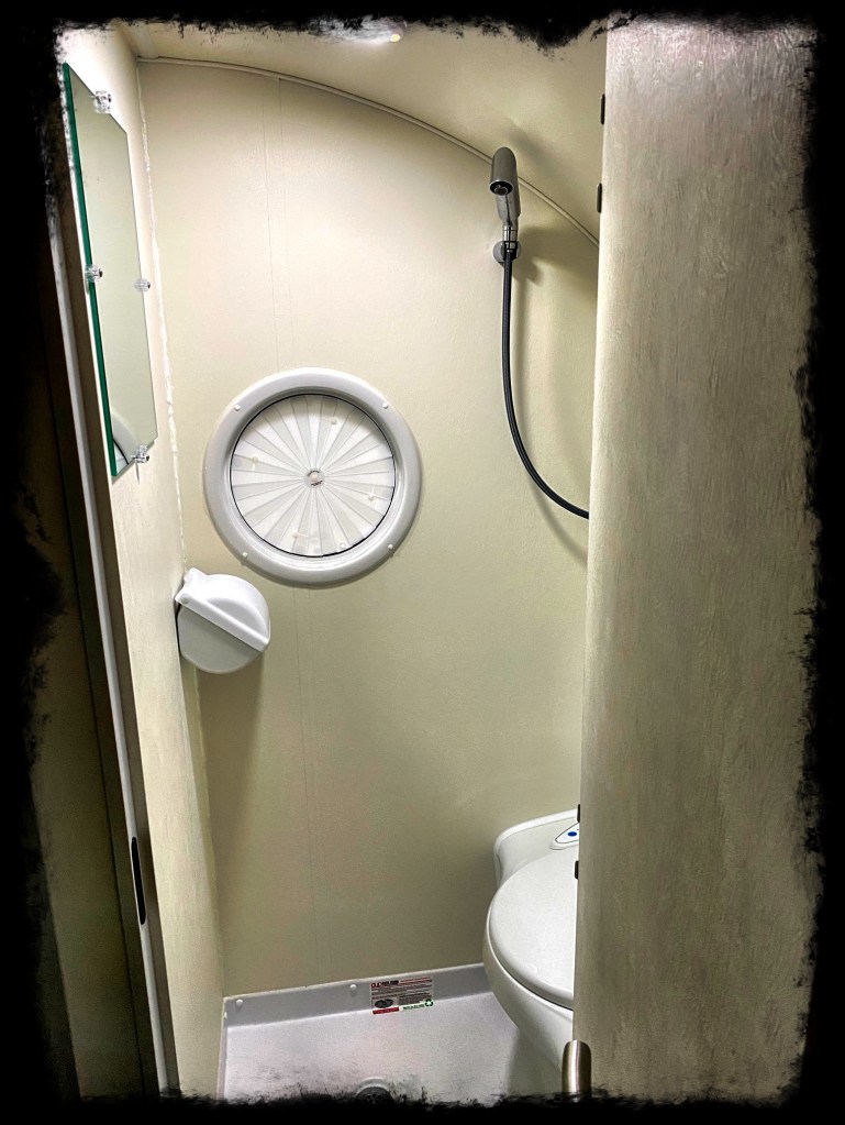 View of the wetbath in the T@B with the toilet and shower