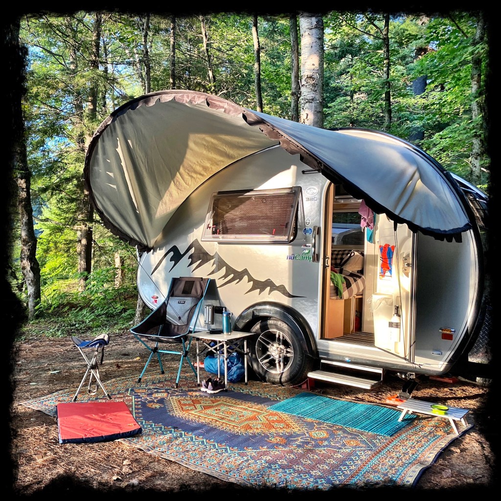 Morning sun shining into camper from just outside the door